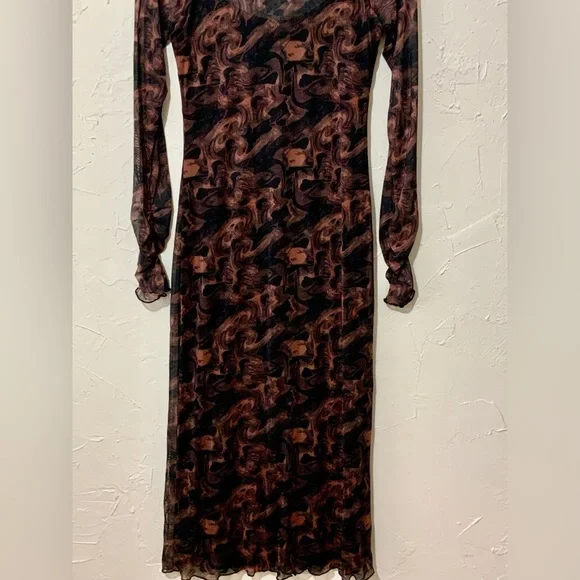 NWT Lost + Wander Contessa Long Sleeve Mesh Midi Dress Sz Large - Picture 8 of 13